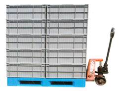 叉車、塑料托盤、塑料周轉(zhuǎn)箱的配合使用場景